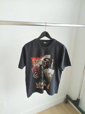 Oficina Rock Grim Reaper T-Shirt Black Size M Dead Mans Hand Poker Skull